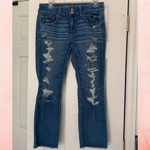 American Eagle (AE) Super Super Stretch Artist Crop Distressed jeans